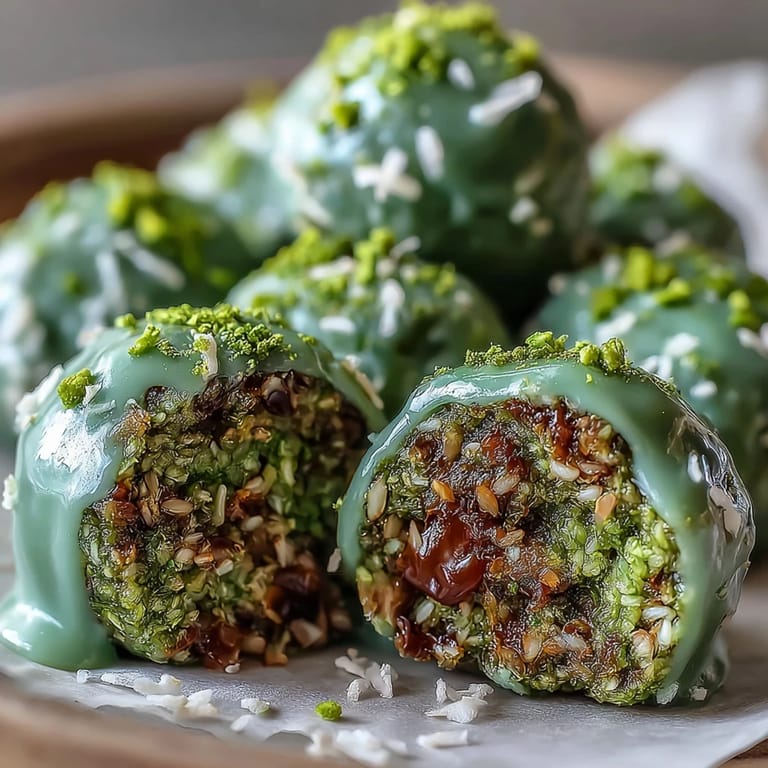 Wholesome matcha coconut energy balls featuring creamy nut butter, sweetened with honey, and packed with nutritious oats.
