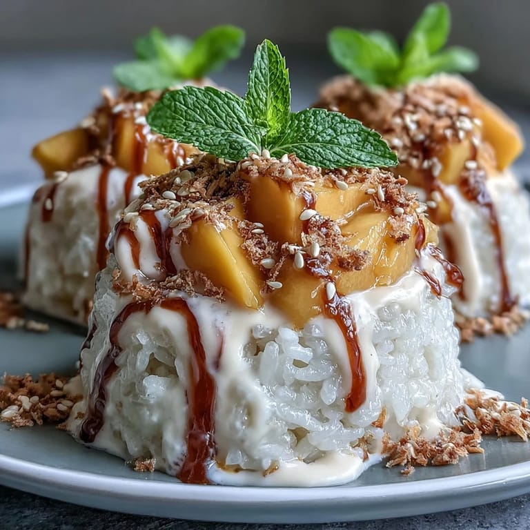 Individual Mango Sticky Rice Cups, a delightful Thai dessert ready to be enjoyed.