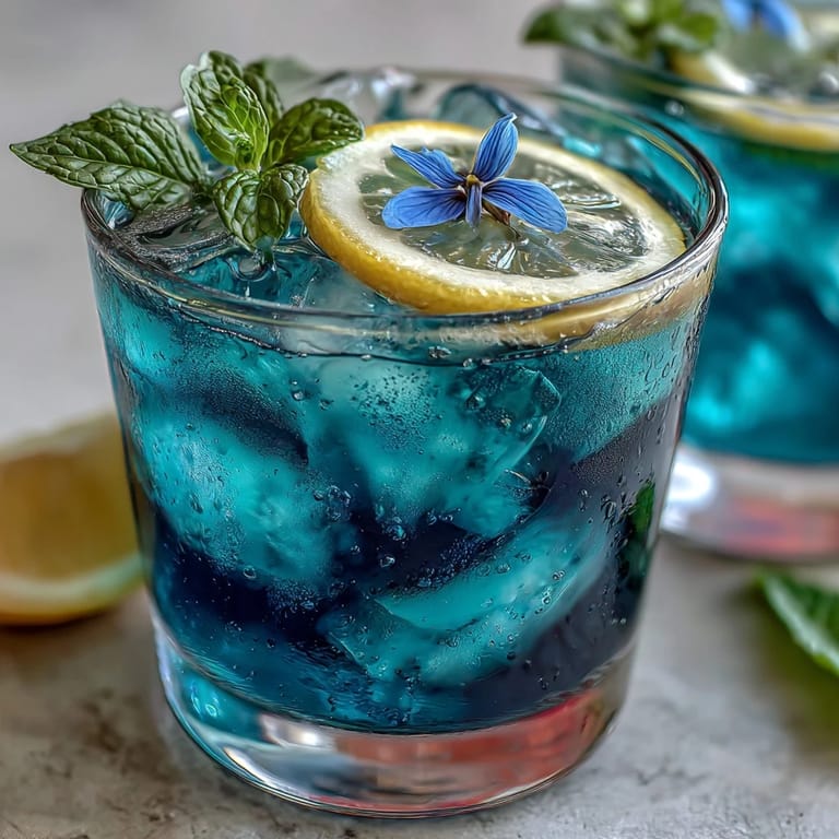 See the visual magic: Butterfly Pea Flower Lemonade creating a delightful purple and pink swirl.