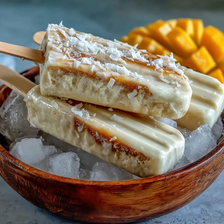 Drizzled with sweet coconut milk, these vegan mango popsicles promise pure, cool dessert bliss.