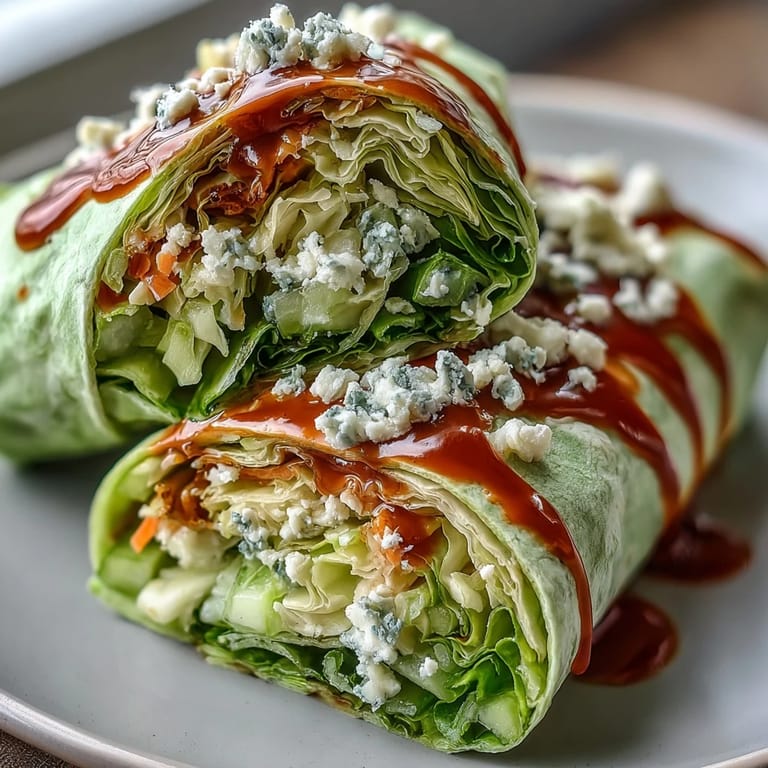 Savory Buffalo Cabbage Crunch Wraps, perfectly folded and toasted for a satisfying bite.