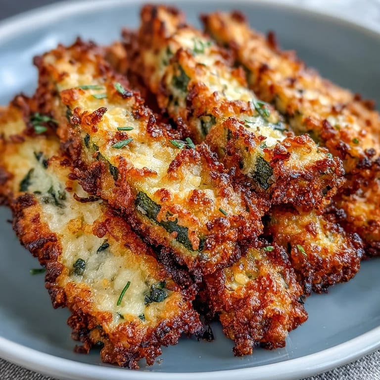 Crispy Parmesan Zucchini Fries, ready to dip in marinara sauce, golden brown.
