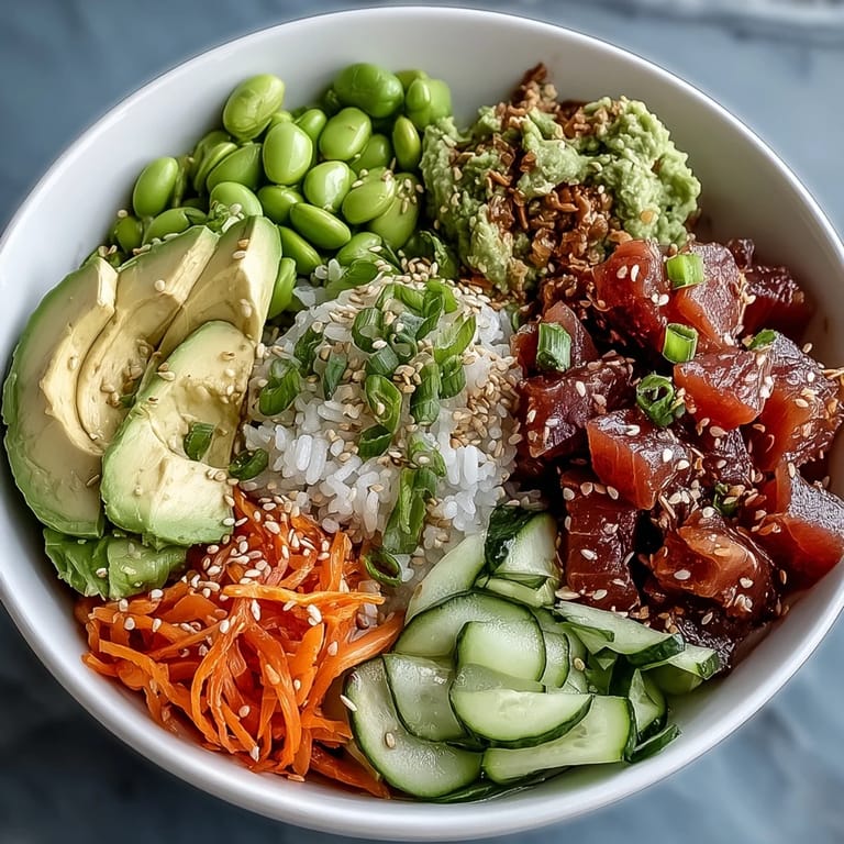 Vibrant and quick canned tuna poke bowl, a healthy weeknight meal.