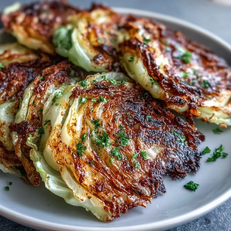 Golden, tender Crispy Smashed Cabbage Steaks with smoky paprika, ready for dinner.